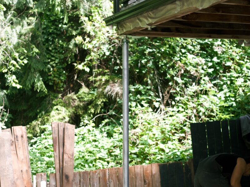 galvanized steel pier supporting the deck