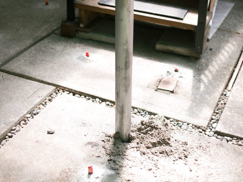 pier in concrete patio