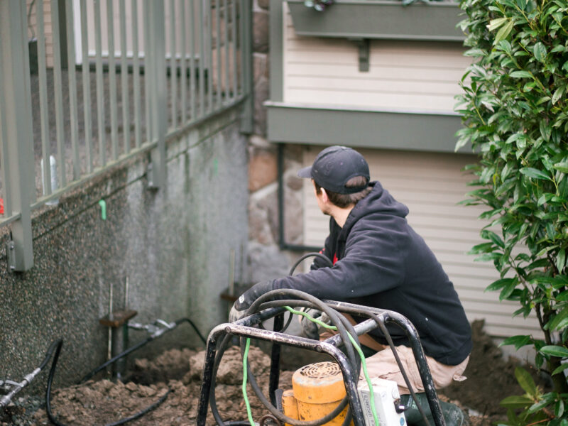 installing push piers lifting a concrete front porch