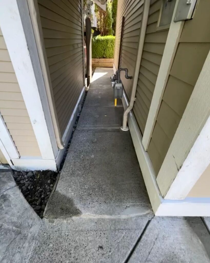 concrete repair after straight walkway 