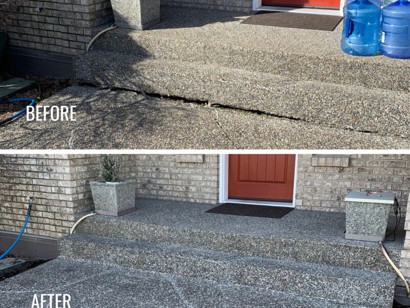 New concrete before and after concrete repair